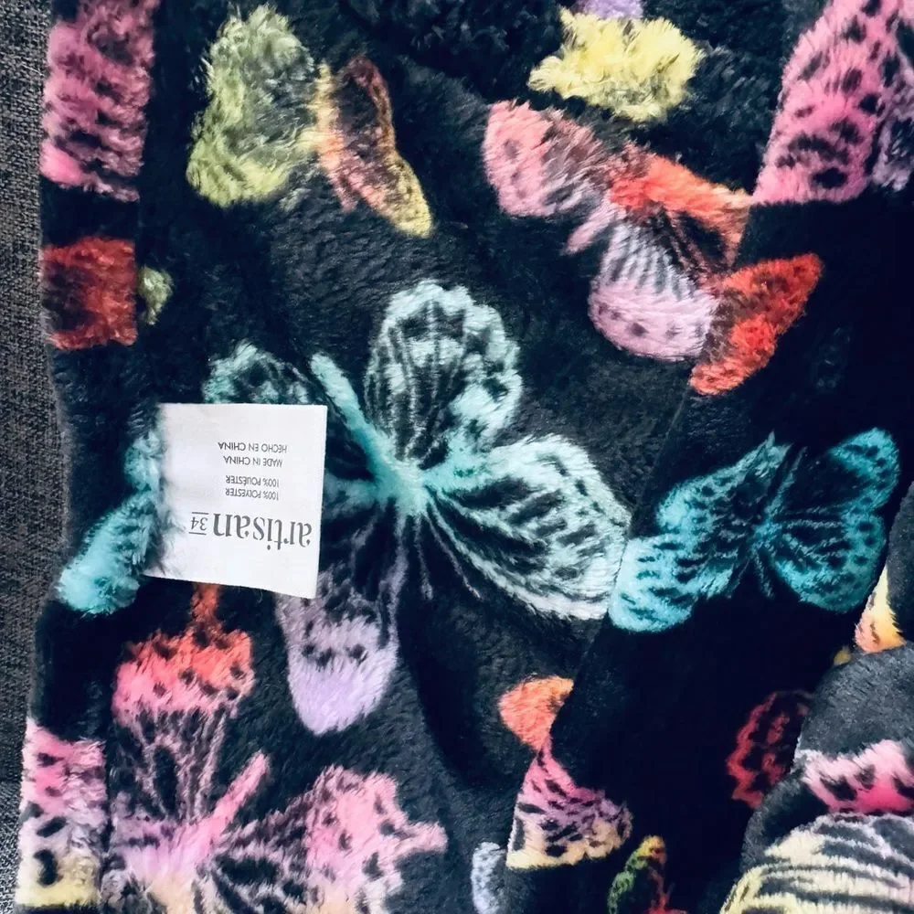 Rainbow Butterfly Plush Throw Blanket